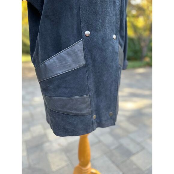 Vintage 80s Black Suede Leather Jacket StreetStyle StreetWear Alt Retro FlyGirl - Picture 3 of 10